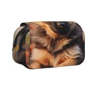 YKLJG Trousse à crayons à rabat avec 2 compartiments zippés, grande capacité pour l'école, les voyages et le bureau, Joli chiot berger allemand., Taille unique, Cartable