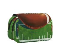 YKLJG Trousse à crayons à rabat avec 2 compartiments zippés, grande capacité pour l'école, les voyages et le bureau, Terrain de football américain et ballon, Taille unique, Cartable
