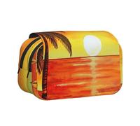 YKLJG Trousse à crayons avec 2 compartiments à fermeture éclair - Grande capacité - Pour l'école, les voyages et le bureau, Palmier au coucher du soleil., Taille unique, Cartable