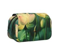 YKLJG Trousse à crayons avec 2 compartiments à fermeture éclair - Grande capacité - Pour l'école, les voyages et le bureau, Fleur de lotus., Taille unique, Cartable