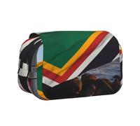YKLJG Trousse à crayons avec 2 compartiments à fermeture éclair - Grande capacité - Pour l'école, les voyages et le bureau, Drapeau Afrique du Sud., Taille unique, Cartable