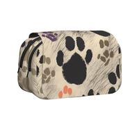 YKLJG Trousse à crayons avec 2 compartiments à fermeture éclair - Grande capacité - Pour l'école, les voyages et le bureau, Imprimé pattes de chien 2, Taille unique, Cartable