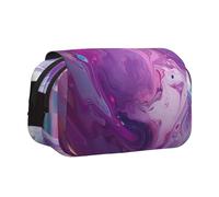 YKLJG Trousse à crayons avec 2 compartiments à fermeture éclair - Grande capacité - Pour l'école, les voyages et le bureau, Marbre violet coloré, Taille unique, Cartable