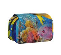 YKLJG Trousse à crayons avec 2 compartiments à fermeture éclair - Grande capacité - Pour l'école, les voyages et le bureau, Poisson tropical, Taille unique, Cartable