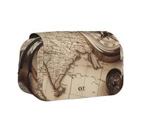 YKLJG Trousse à crayons avec 2 compartiments à fermeture éclair - Grande capacité - Pour l'école, les voyages et le bureau, Carte de boussole nautique, Taille unique, Cartable