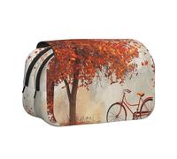 YKLJG Trousse à crayons avec 2 compartiments à fermeture éclair - Grande capacité - Pour l'école, les voyages et le bureau, Arbre avec vieux vélo, Taille unique, Cartable