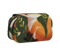 YKLJG Trousse à crayons avec 2 compartiments à fermeture éclair - Grande capacité - Pour l'école, les voyages et le bureau, Adorable renard en forme de fleur, Taille unique, Cartable