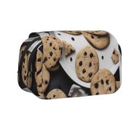 YKLJG Trousse à crayons avec 2 compartiments à fermeture éclair - Grande capacité - Pour l'école, les voyages et le bureau, Biscuits Aliments Biscuits aux pépites de chocolat, Taille unique, Cartable