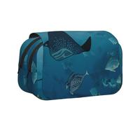 YKLJG Trousse à crayons avec 2 compartiments à fermeture éclair - Grande capacité - Pour l'école, les voyages et le bureau, Manta Ray and Fish, Taille unique, Cartable