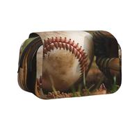 YKLJG Trousse à crayons avec 2 compartiments à fermeture éclair - Grande capacité - Pour l'école, les voyages et le bureau, baseball, Taille unique, Cartable