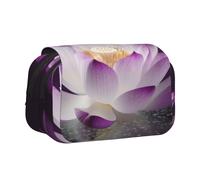YKLJG Trousse à crayons avec 2 compartiments à fermeture éclair - Grande capacité - Pour l'école, les voyages et le bureau, Belle fleur de lotus violette, Taille unique, Cartable