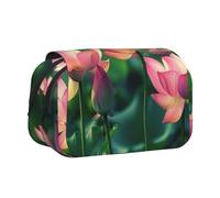 YKLJG Trousse à crayons avec 2 compartiments à fermeture éclair - Grande capacité - Pour l'école, les voyages et le bureau, Fleurs de lotus, Taille unique, Cartable