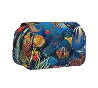 YKLJG Trousse à crayons avec 2 compartiments à fermeture éclair - Grande capacité - Pour l'école, les voyages et le bureau, Le monde sous-marin des poissons tropicaux, Taille unique, Cartable