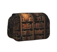 YKLJG Trousse à crayons avec 2 compartiments à fermeture éclair - Grande capacité - Pour l'école, les voyages et le bureau, Bibliothèque mystérieuse de la librairie, Taille unique, Cartable