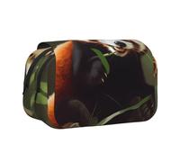 YKLJG Trousse à crayons avec 2 compartiments à fermeture éclair - Grande capacité - Pour l'école, les voyages et le bureau, Petit panda rouge., Taille unique, Cartable