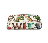 YKLJG Trousse à crayons élégante en cuir avec imprimé dinosaures avec fermeture éclair dorée, pochette élégante en PVC pour l'école, le bureau ou les voyages, Argenté., One Size, Trousse de maquillage