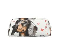 YKLJG Trousse à crayons en cuir avec fermeture éclair dorée et élégante en PVC avec imprimé teckel I Love My Dog pour l'école, le bureau ou les voyages, Argenté., One Size, Trousse de maquillage