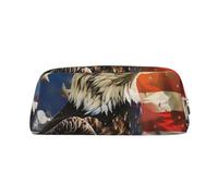 YKLJG Trousse à crayons en cuir avec fermeture éclair dorée, motif aigle des États-Unis, pochette élégante en PVC pour l'école, le bureau ou les voyages, doré, One Size, Trousse de maquillage