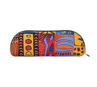 YKLJG Trousse à crayons en cuir avec fermeture éclair dorée, motif national africain, pochette de papeterie en demi-cercle pour l'école, le bureau, les voyages, doré, One Size, Trousse de maquillage