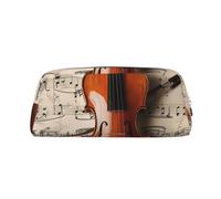 YKLJG Trousse à crayons en cuir avec fermeture éclair dorée, motif partitions de violon, pochette élégante en PVC pour l'école, le bureau ou les voyages, Argenté., One Size, Trousse de maquillage