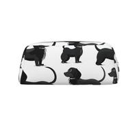 YKLJG Trousse à crayons en cuir avec fermeture éclair dorée, motif teckel noir, pochette élégante en PVC pour l'école, le bureau ou les voyages, Argenté., One Size, Trousse de maquillage