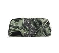 YKLJG Trousse à crayons en cuir avec impression du symbole du dollar et fermeture éclair dorée, élégante trousse à papeterie en PVC pour l'école, le bureau, les voyages, or, Taglia Unica, Trousse de