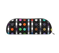 YKLJG Trousse à crayons en cuir avec rayures noires et blanches et pois arc-en-ciel avec fermeture éclair dorée, demi-cercle en PVC, trousse à papeterie, organiseur pour l'école, le bureau, les