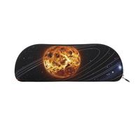 YKLJG Trousse à crayons en cuir avec système solaire galaxie, fermeture éclair dorée, PVC, semi-circulaire, trousse de papeterie, organiseur pour l'école, le bureau, les voyages, argenté