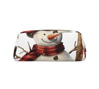 YKLJG Trousse à crayons en cuir imprimé bonhomme de neige avec fermeture éclair dorée, pochette élégante en PVC pour l'école, le bureau ou les voyages, doré, One Size, Trousse de maquillage