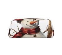 YKLJG Trousse à crayons en cuir imprimé bonhomme de neige avec fermeture éclair dorée, pochette élégante en PVC pour l'école, le bureau ou les voyages, Argenté., One Size, Trousse de maquillage