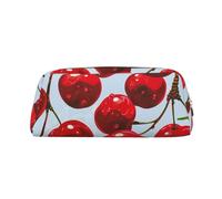 YKLJG Trousse à crayons en cuir imprimé cerises rouges avec fermeture éclair dorée, pochette élégante en PVC pour l'école, le bureau ou les voyages, doré, One Size, Trousse de maquillage