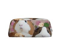 YKLJG Trousse à crayons en cuir imprimé cochons d'Inde et cupcakes avec fermeture éclair dorée, pochette élégante en PVC pour l'école, le bureau ou les voyages, doré, One Size, Trousse de maquillage