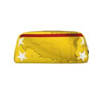 YKLJG Trousse à crayons en cuir imprimé drapeau du Venezuela avec fermeture éclair dorée, pochette élégante en PVC pour l'école, le bureau ou les voyages, doré, One Size, Trousse de maquillage