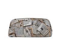 YKLJG Trousse à crayons en cuir imprimé journal HD avec fermeture éclair dorée, pochette élégante en PVC pour l'école, le bureau ou les voyages, doré, One Size, Trousse de maquillage