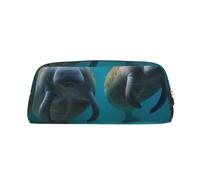 YKLJG Trousse à crayons en cuir imprimé lamantins des Antilles avec fermeture éclair dorée, pochette élégante en PVC pour l'école, le bureau ou les voyages, doré, One Size, Trousse de maquillage