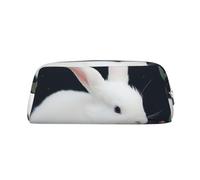 YKLJG Trousse à crayons en cuir imprimé lapin mignon avec fermeture éclair dorée, pochette élégante en PVC pour l'école, le bureau ou les voyages, Argenté., One Size, Trousse de maquillage