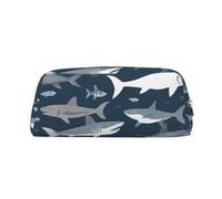 YKLJG Trousse à crayons en cuir imprimé nautique requins avec fermeture éclair dorée, pochette élégante en PVC pour l'école, le bureau ou les voyages, doré, One Size, Trousse de maquillage