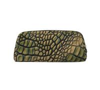 YKLJG Trousse à crayons en cuir imprimé peau d'alligator avec fermeture éclair dorée, pochette élégante en PVC pour l'école, le bureau ou les voyages, Argenté., One Size, Trousse de maquillage
