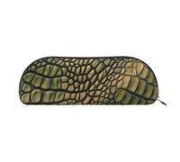 YKLJG Trousse à crayons en cuir imprimé peau d'alligator avec fermeture éclair dorée, pochette en PVC demi-cercle pour l'école, le bureau, les voyages, doré, One Size, Trousse de maquillage