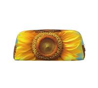 YKLJG Trousse à crayons en cuir imprimé tournesols avec fermeture éclair dorée, pochette élégante en PVC pour l'école, le bureau ou les voyages, Argenté., One Size, Trousse de maquillage