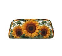 YKLJG Trousse à crayons en cuir imprimé tournesols avec fermeture éclair dorée, pochette élégante en PVC pour l'école, le bureau ou les voyages, doré, One Size, Trousse de maquillage