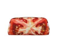 YKLJG Trousse à crayons en cuir imprimé tranche de tomate avec fermeture éclair dorée, pochette élégante en PVC pour l'école, le bureau ou les voyages, Argenté., One Size, Trousse de maquillage