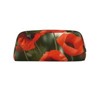 YKLJG Trousse en cuir avec imprimé coquelicots et fermeture éclair dorée, élégante trousse à papeterie en PVC pour l'école, le bureau, les voyages, argent, Taglia Unica, Trousse de maquillage