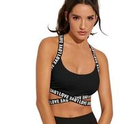 YKLMGVAW Soutien Gorge de Sport Femme Bra De Sports pour Femmes Push Up Fitness Soutien-Gorge Yoga Soutien-Gorge De Sport sous-vêtements Running Gym Fitness Tops Noirs Blancs Lettres-Noir-m