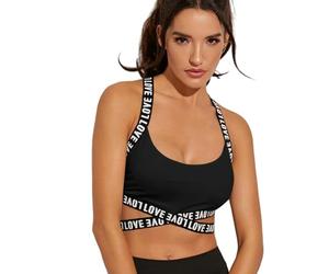 YKLMGVAW Soutien Gorge de Sport Femme Bra De Sports pour Femmes Push Up Fitness Soutien-Gorge Yoga Soutien-Gorge De Sport sous-vêtements Running Gym Fitness Tops Noirs Blancs Lettres-Noir-m