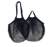 YKMYXZ, 1 Sac de Courses réutilisable, Sac en Filet Portable, Sac de Rangement for Fruits et légumes, Sac en Maille Pliable en Coton écologique, for fourre-Tout(Black 08,S 10x35x38cm)