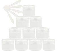 YKMYXZ, 12 pots cosmétiques vides en plastique rose de 50 ml avec couvercle à vis, petit pot de 50 g avec doublure intérieure for gel de voyage cosmétique, baume à lèvres + 5 spatules(Transparent,100m