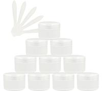YKMYXZ, 12 pots cosmétiques vides en plastique rose de 50 ml avec couvercle à vis, petit pot de 50 g avec doublure intérieure for gel de voyage cosmétique, baume à lèvres + 5 spatules(Transparent,10ml