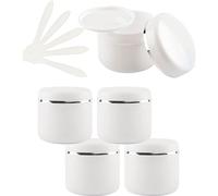 YKMYXZ, 5 PC 150 ML Pots cosmétiques vides en Plastique Blanc avec Couvercle à vis avec Ruban argenté 150 g Petits récipients de Pot de Stockage for baume Fait Maison, 5X spatule(150ml)