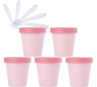 YKMYXZ, 5 PC 200 ML Rose Masque Bol de mélange Vide 200 g Pots de Stockage en Plastique avec Doublure intérieure for Le Stockage du Corps Main Visage crème Lotion Gel 5X spatule(Roze,200ml)